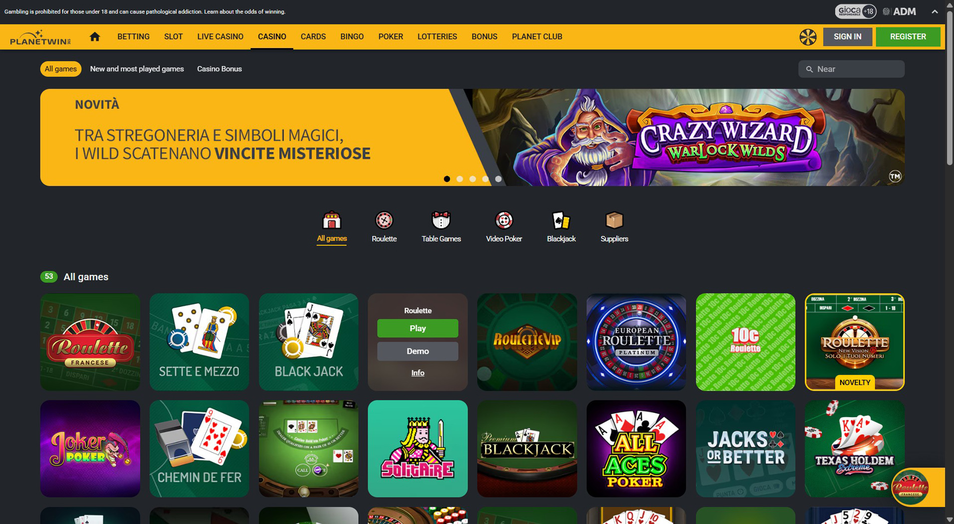 10. Planetwin365- Scelta affidabile del casinò ecoPayz